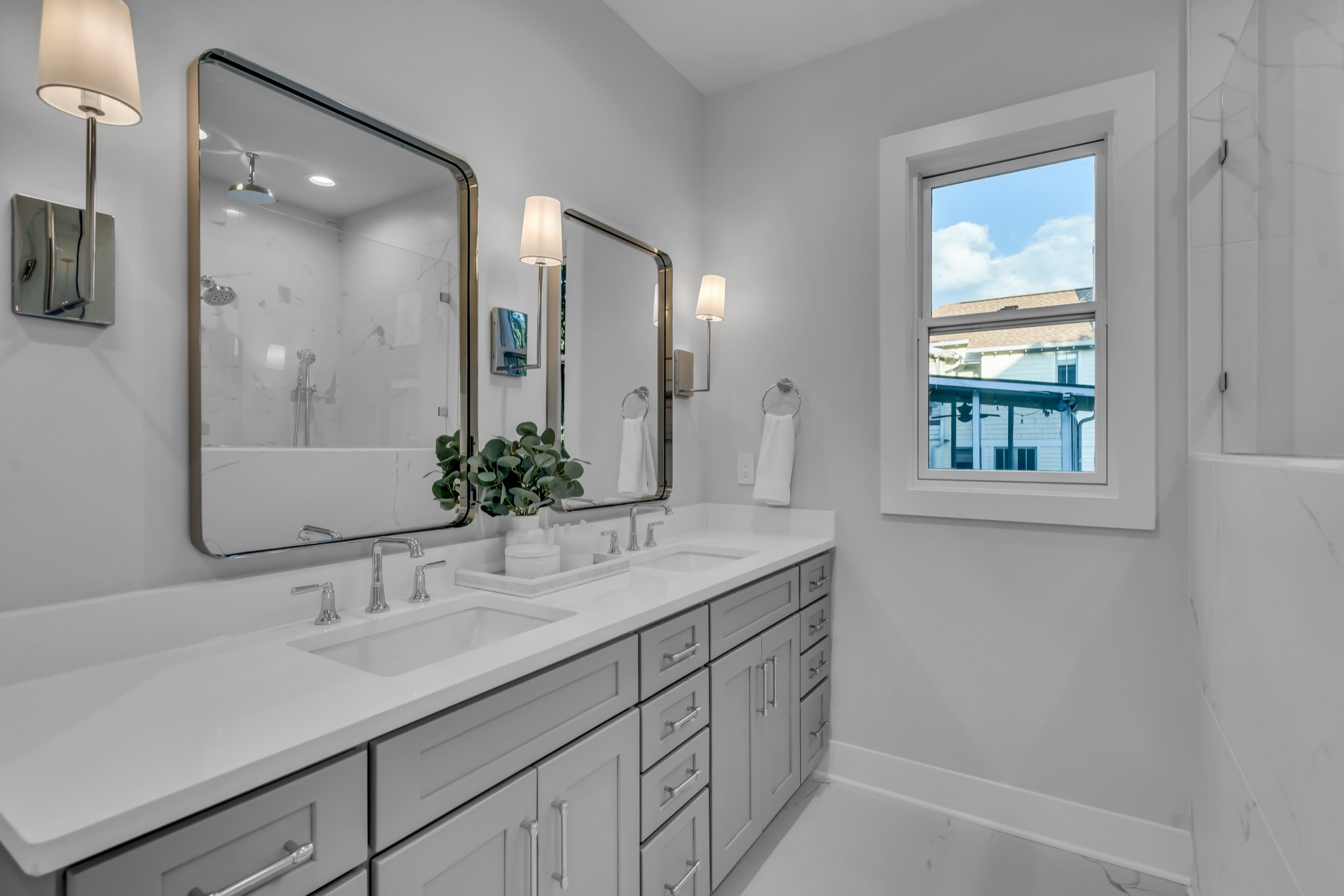 Primary Dual Vanity & Glass Shower